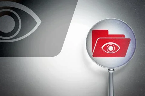 Finance concept:  Folder With Eye with optical glass on digital background Stock Illustration
