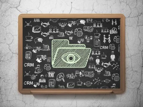 Finance concept: Folder With Eye on School board background Ilustração Stock