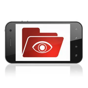 Finance concept: Folder With Eye on smartphone Stock Illustration