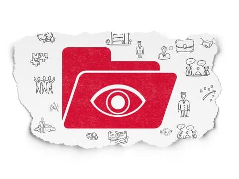 Finance concept: Folder With Eye on Torn Paper background Stock Illustration