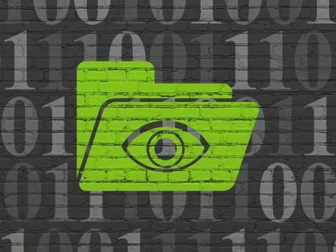 Finance concept: Folder With Eye on wall background Stock Illustration
