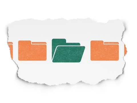 Finance concept: folder icon on Torn Paper background Stock Illustration