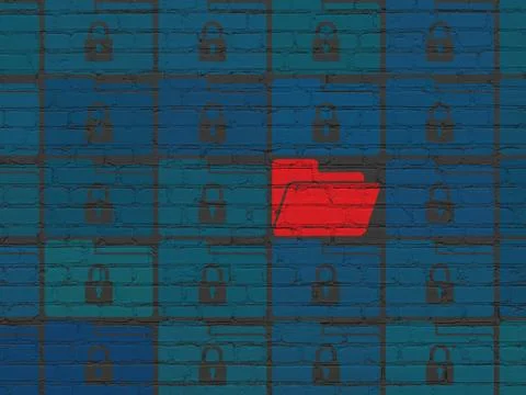 Finance concept: folder icon on wall background Stock Illustration