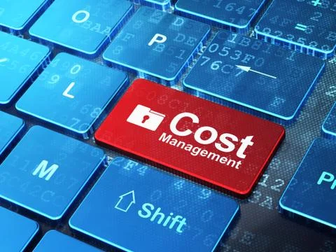 Finance concept: Folder With Keyhole and Cost Management on computer keyboard Illustrazione stock