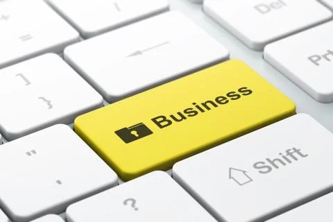 Finance concept: Folder With Keyhole and Business on computer ke Stock Illustration