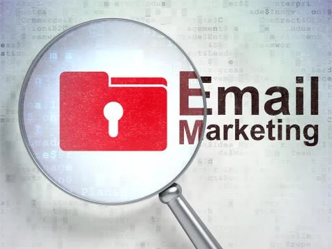 Finance concept: Folder With Keyhole and Email Marketing with optical glass Stockillustratie