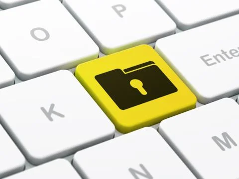 Finance concept: Folder With Keyhole on computer keyboard background 스톡 일러스트