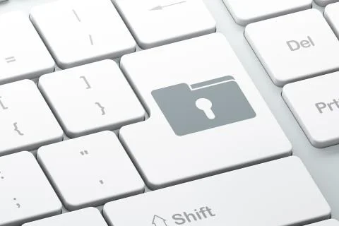 Finance concept: Folder With Keyhole on computer keyboard backgr Illustrazione stock