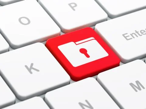 Finance concept: Folder With Keyhole on computer keyboard background 스톡 일러스트