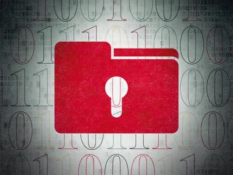 Finance concept: Folder With Keyhole on Digital Paper background Stock Illustration