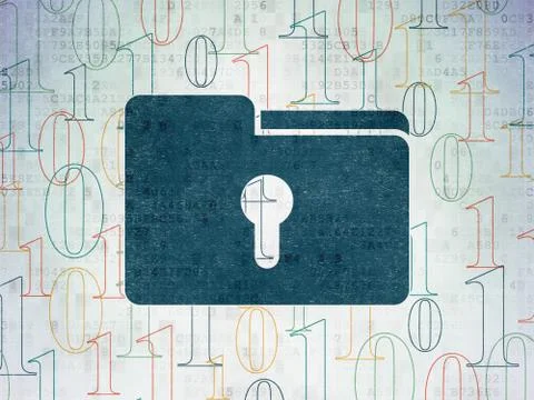 Finance concept: Folder With Keyhole on Digital Data Paper background 스톡 일러스트