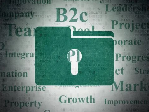 Finance concept: Folder With Keyhole on Digital Data Paper background Stock Illustration