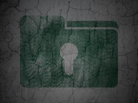Finance concept: Folder With Keyhole on grunge wall background Stock Illustration