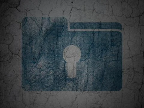 Finance concept: Folder With Keyhole on grunge wall background Stock Illustration