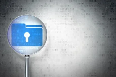 Finance concept: Folder Keyhole optical glass on digital Ilustração Stock