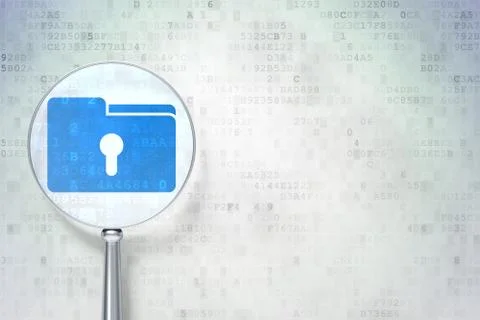 Finance concept: Folder With Keyhole with optical glass on digi 스톡 일러스트