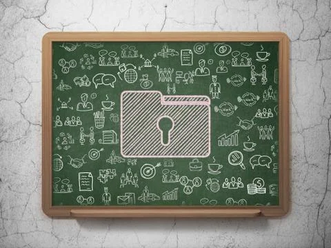 Finance concept: Folder With Keyhole on School board background Stock Illustration