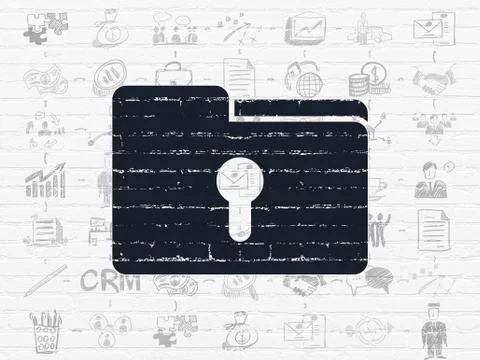 Finance concept: Folder With Keyhole on wall background Stock Illustration