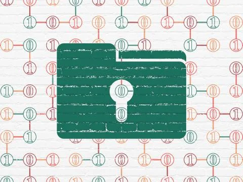 Finance concept: Folder With Keyhole on wall background 스톡 일러스트