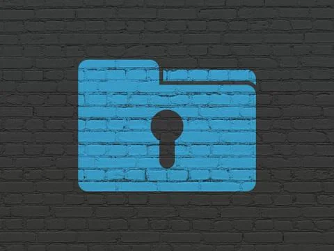 Finance concept: Folder With Keyhole on wall background Stock Illustration