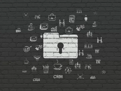 Finance concept: Folder With Keyhole on wall background Stock Illustration
