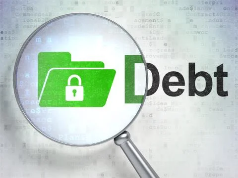Finance concept: Folder With Lock and Debt with optical glass Stock Illustration
