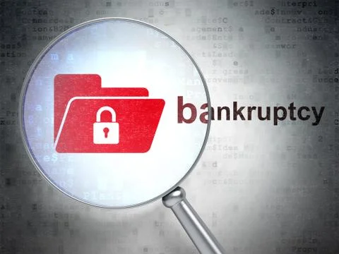 Finance concept: Folder With Lock and Bankruptcy with optical glass 스톡 일러스트