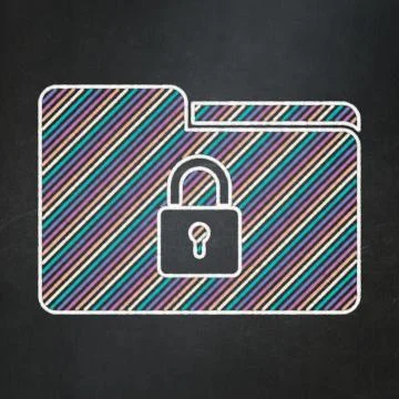 Finance concept: Folder With Lock on chalkboard background Ilustración de archivo