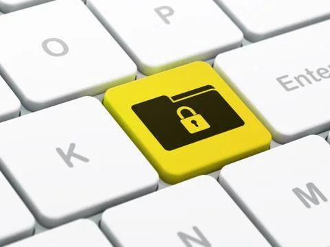 Finance concept: Folder With Lock on computer keyboard backgroun Illustrazione stock