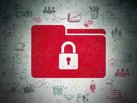 Finance concept: Folder With Lock on Digital Data Paper background Stock Illustration
