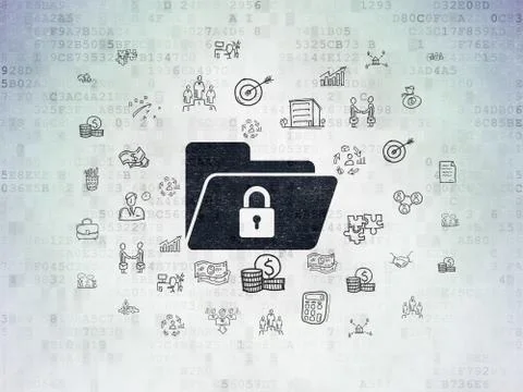 Finance concept: Folder With Lock on Digital Data Paper background Stock Illustration