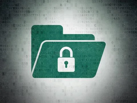 Finance concept: Folder With Lock on Digital Data Paper background Stock Illustration