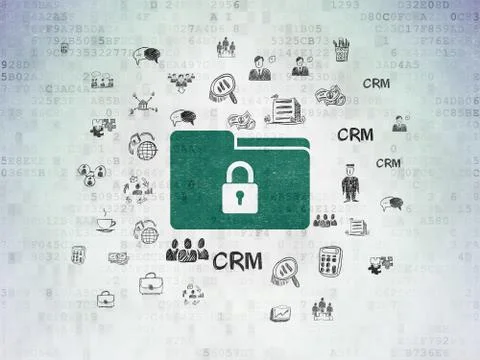 Finance concept: Folder With Lock on Digital Data Paper background Stock Illustration