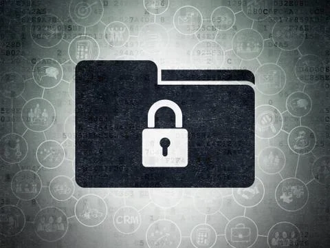 Finance concept: Folder With Lock on Digital Data Paper background Stock Illustration