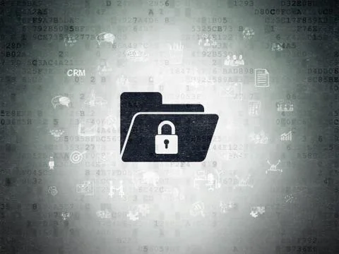 Finance concept: Folder With Lock on Digital Data Paper background Illustrazione stock