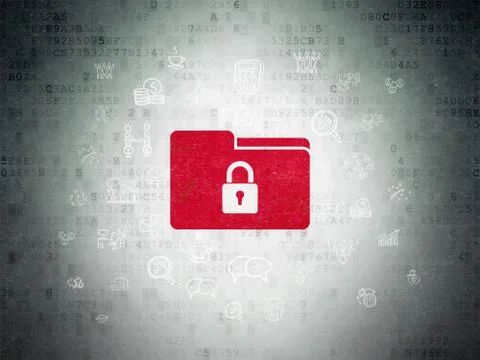 Finance concept: Folder With Lock on Digital Data Paper background Stock Illustration