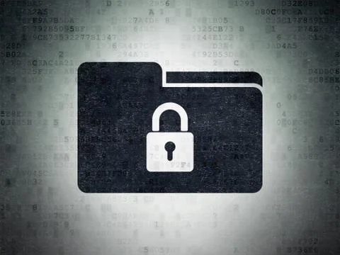 Finance concept: Folder With Lock on Digital Data Paper background Stock Illustration