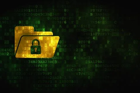 Finance concept: Folder With Lock on digital background 스톡 일러스트