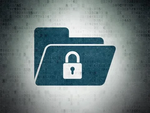 Finance concept: Folder With Lock on Digital Data Paper background Stock Illustration