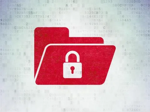 Finance concept: Folder With Lock on Digital Data Paper background Stock Illustration