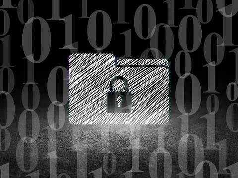 Finance concept: Folder With Lock in grunge dark room 스톡 일러스트