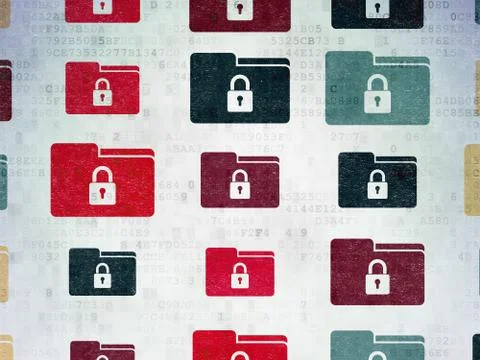 Finance concept: Folder With Lock icons on Digital Paper background Stock Illustration