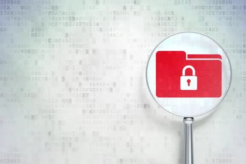 Finance concept: Folder With Lock with optical glass on digital Illustrazione stock