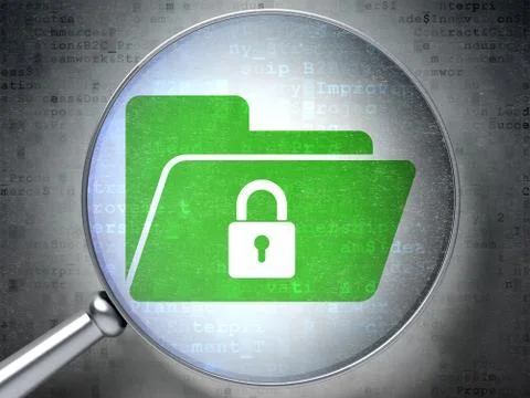 Finance concept: Folder With Lock with optical glass on digital background Stockillustratie