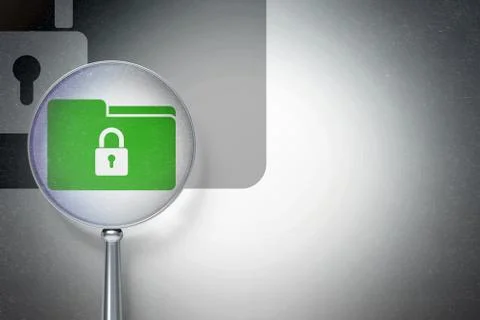 Finance concept:  Folder With Lock with optical glass on digital background Stock Illustration