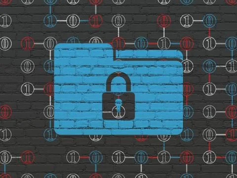 Finance concept: Folder With Lock on wall background 스톡 일러스트