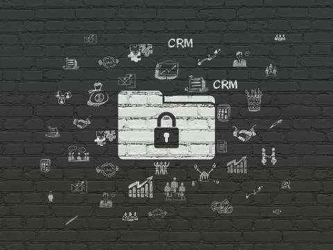 Finance concept: Folder With Lock on wall background Stock Illustration