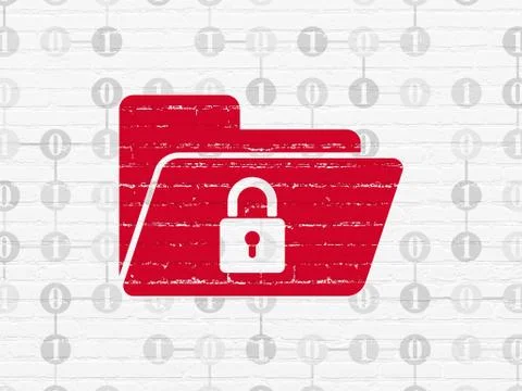 Finance concept: Folder With Lock on wall background Stock Illustration