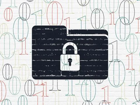 Finance concept: Folder With Lock on wall background Stock Illustration