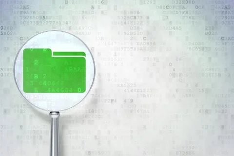 Finance concept: Folder with optical glass on digital background 스톡 일러스트